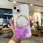 For iPhone 14 Marble MagSafe Clear Phone Case For iPhone  14(Purple)