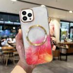 For iPhone 14 Pro Marble MagSafe Clear Phone Case(Red)