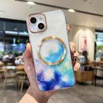 For iPhone 13 Marble MagSafe Clear Phone Case(Blue)
