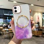 For iPhone 12 Marble MagSafe Clear Phone Case(Purple)