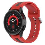 For Samsung Galaxy Watch5 / Watch5 Pro Two-color Stripe Silicone Watch Band(Red Black)