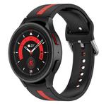 For Samsung Galaxy Watch5 / Watch5 Pro Two-color Stripe Silicone Watch Band(Black Red)
