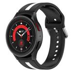 For Samsung Galaxy Watch5 / Watch5 Pro Two-color Stripe Silicone Watch Band(Black White)