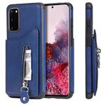 For Galaxy S20 Solid Color Double Buckle Zipper Shockproof Protective Case(Blue)