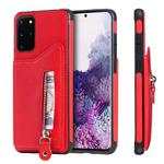 For Galaxy S20 Plus Solid Color Double Buckle Zipper Shockproof Protective Case(Red)
