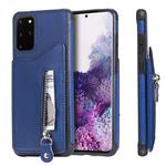 For Galaxy S20 Plus Solid Color Double Buckle Zipper Shockproof Protective Case(Blue)