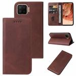 For OPPO F17 Magnetic Closure Leather Phone Case(Brown)