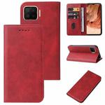 For OPPO F17 Magnetic Closure Leather Phone Case(Red)