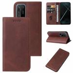 For OPPO K7x Magnetic Closure Leather Phone Case(Brown)