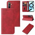 For Realme 6i India Magnetic Closure Leather Phone Case(Red)