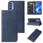 For OPPO Reno4 Magnetic Closure Leather Phone Case(Blue)