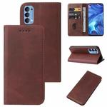 For OPPO Reno4 Magnetic Closure Leather Phone Case(Brown)