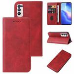 For OPPO Reno5 Pro+ Magnetic Closure Leather Phone Case(Red)