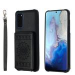For Galaxy S20 Sun Flower Pattern Embossed Horizontal Drop-proof Mobile Phone Case with Card Slots & Wallet & Photo Holder & Stand Function(Black)