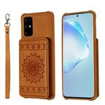 For Galaxy S20+ Sun Flower Pattern Embossed Horizontal Drop-proof Mobile Phone Case with Card Slots & Wallet & Photo Holder & Stand Function(Brown)