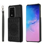 For Galaxy S20 Ultra Sun Flower Pattern Embossed Horizontal Drop-proof Mobile Phone Case with Card Slots & Wallet & Photo Holder & Stand Function(Black)