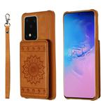 For Galaxy S20 Ultra Sun Flower Pattern Embossed Horizontal Drop-proof Mobile Phone Case with Card Slots & Wallet & Photo Holder & Stand Function(Brown)