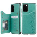 For Galaxy S20 Plus Six Cats Embossing Pattern Shockproof Protective Case with Card Slots & Photo Frame(Green)
