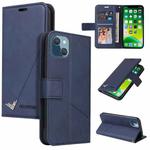For iPhone 13 GQUTROBE Right Angle Leather Phone Case(Blue)
