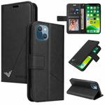 For iPhone 13 GQUTROBE Right Angle Leather Phone Case(Black)