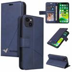 For iPhone 13 mini GQUTROBE Right Angle Leather Phone Case (Blue)