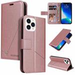 For iPhone 13 Pro Max GQUTROBE Right Angle Leather Phone Case (Rose Gold)