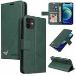 For iPhone 12 mini GQUTROBE Right Angle Leather Phone Case (Green)
