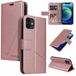 For iPhone 12 mini GQUTROBE Right Angle Leather Phone Case (Rose Gold)