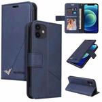 For iPhone 12 mini GQUTROBE Right Angle Leather Phone Case (Blue)