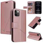 For iPhone 12 Pro GQUTROBE Right Angle Leather Phone Case(Rose Gold)