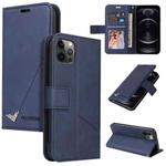 For iPhone 12 Pro GQUTROBE Right Angle Leather Phone Case(Blue)