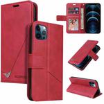For iPhone 12 Pro Max GQUTROBE Right Angle Leather Phone Case(Red)