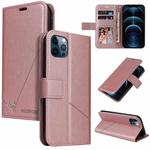 For iPhone 12 Pro Max GQUTROBE Right Angle Leather Phone Case(Rose Gold)