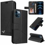 For iPhone 12 Pro Max GQUTROBE Right Angle Leather Phone Case(Black)