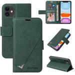 For iPhone 11 GQUTROBE Right Angle Leather Phone Case (Green)