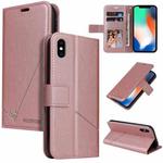 For iPhone X / XS GQUTROBE Right Angle Leather Phone Case(Rose Gold)