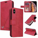 For iPhone XS Max GQUTROBE Right Angle Leather Phone Case(Red)
