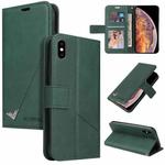 For iPhone XS Max GQUTROBE Right Angle Leather Phone Case(Green)