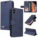 For iPhone XS Max GQUTROBE Right Angle Leather Phone Case(Blue)