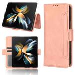 For Samsung Galaxy Z Fold4 5G Skin Feel Calf Texture Card Slots Leather Phone Case(Pink)