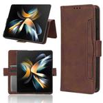 For Samsung Galaxy Z Fold4 5G Skin Feel Calf Texture Card Slots Leather Phone Case(Brown)