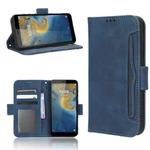 For ZTE Avid 589 Z5158 Skin Feel Calf Texture Card Slots Leather Phone Case(Blue)