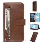 For Galaxy S20+ Fashion Calf Texture Zipper Horizontal Flip Leather Case with Stand & Card Slots & Wallet Function(Brown)