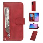 For Galaxy S20 Ultra Fashion Calf Texture Zipper Horizontal Flip Leather Case with Stand & Card Slots & Wallet Function(Red)