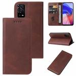 For OPPO A55 Magnetic Closure Leather Phone Case(Brown)