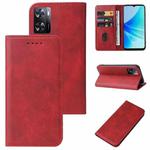 For OPPO A57 4G Magnetic Closure Leather Phone Case(Red)