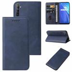 For Realme 6 Magnetic Closure Leather Phone Case(Blue)