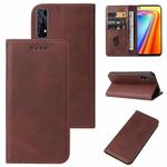 For Realme 7 Global Magnetic Closure Leather Phone Case(Brown)