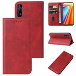 For Realme 7 Global Magnetic Closure Leather Phone Case(Red)