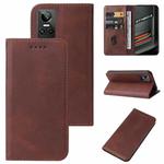 For Realme GT Neo3 Magnetic Closure Leather Phone Case(Brown)
